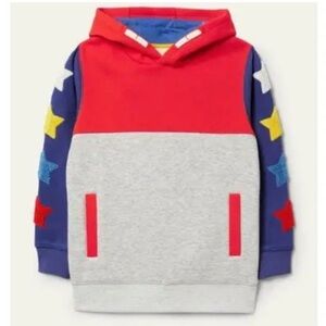 Mini Boden Hoodie Boys Sz 2-3Y Colorblock Gray Stars